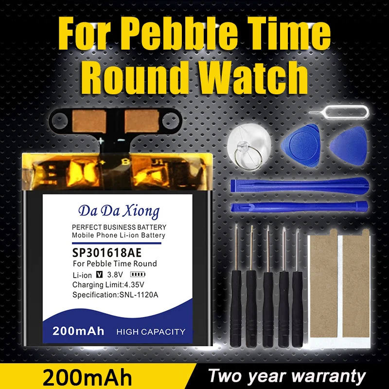 

New SP301618AE 200mAh Battery for Pebble Time Round Watch Bateria Li-Polymer Rechargeable Accumulator Pack Batteries