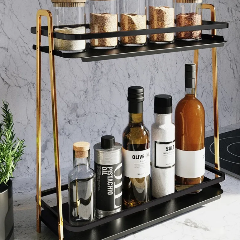 

More than just storage, multi-layer kitchen rack, no punching countertop, multi-functional seasoning storage rack, oil, salt,