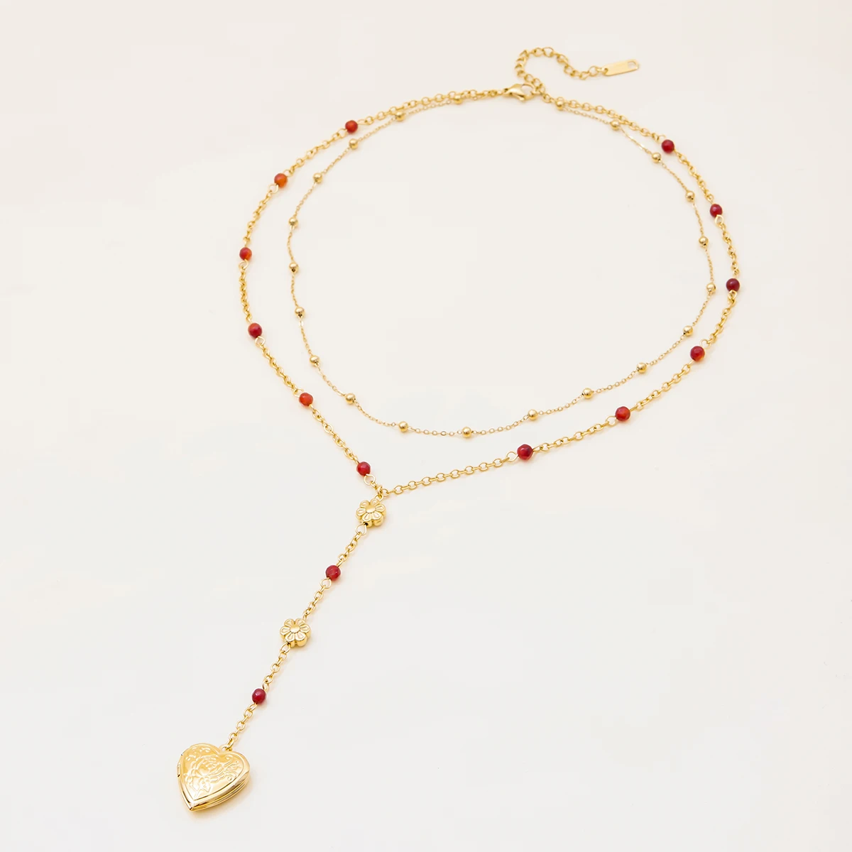 Uworld Fashion طبقات مزدوجة تصميم الحب القلب قلادة قلادة الفولاذ المقاوم للصدأ DIY الحب مربع عقد للسيدات لملابس الحفلات #5