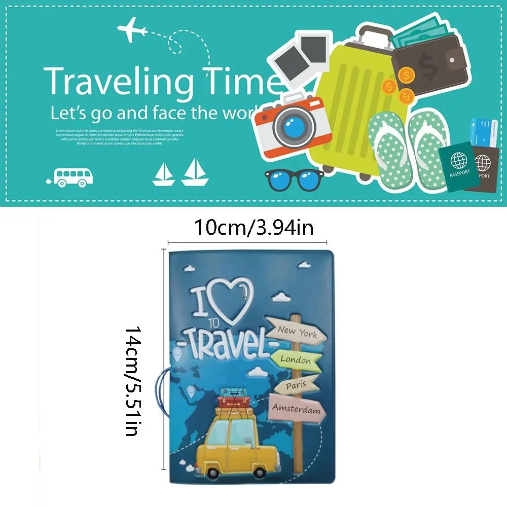 Cute Pattern Print Leather Passport Holder Airplane Check-in Card Case Certificate Storage Bag Ticket Holder Multifunctional