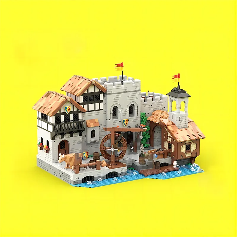 

3093pcs European Medieval Street View Lion Knights Harbor creative ideas Retro child Toy Birthday Gift building blocks MOC-10305