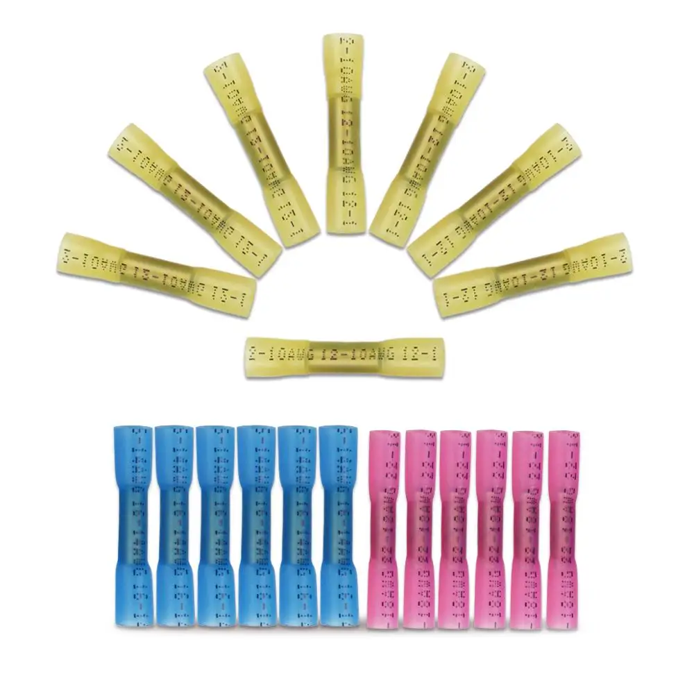 10pcs Heat Shrink Insulated Sleeve Waterproof Seal Butt Solder Crimp Terminals Connector Electrical Wiring Connection 0.25-6mm²