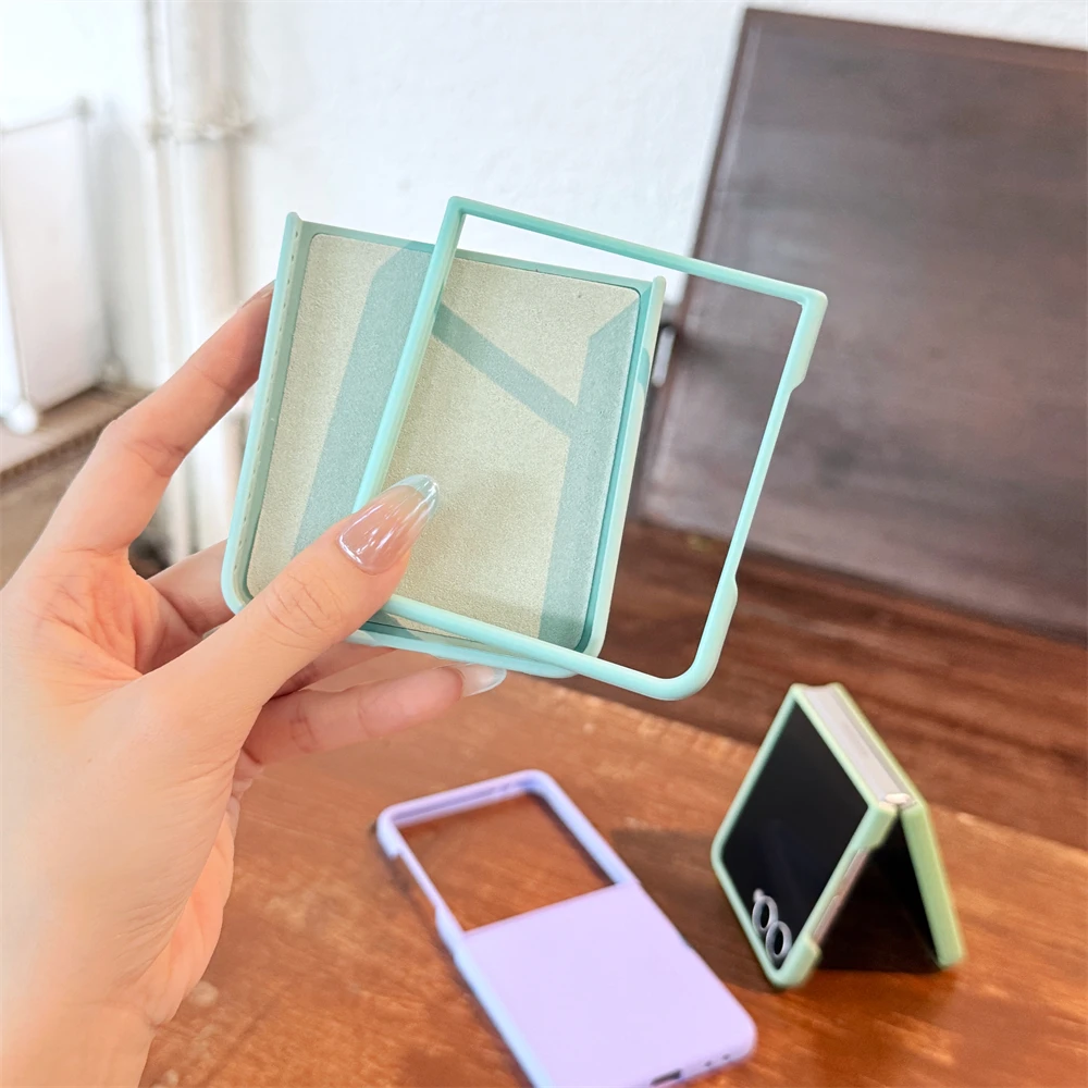 Casing Lunak Silikon Cair Asli untuk Samsung Galaxy Z Flip 7 6 5 Permen Matte Tahan Benturan Warna Permen Penutup Ultra Tipis Flip7