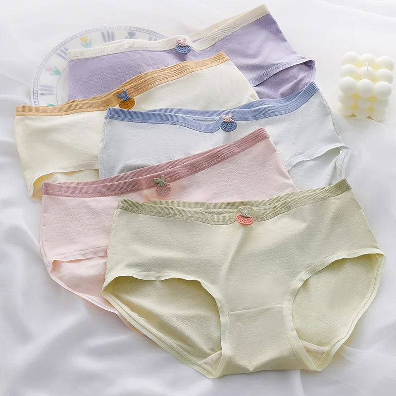 

5PCS/Set Cotton Panties for Women Underpant Sexy Lingerie Girls Briefs Solid Color Mid-rise Shorts Comfort Intimate Underwear