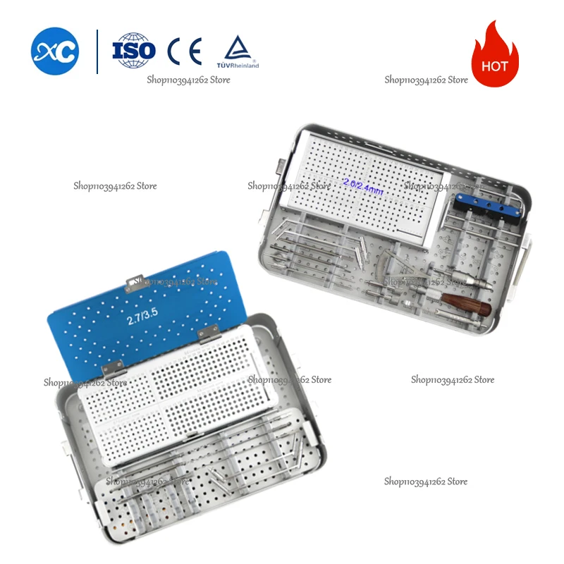 2.0/2.4/2.7/3.5mm Veterinary Orthopedc Medical Device Vet Tplo Locking Plate Surgical Instrument Set with Sterile Box