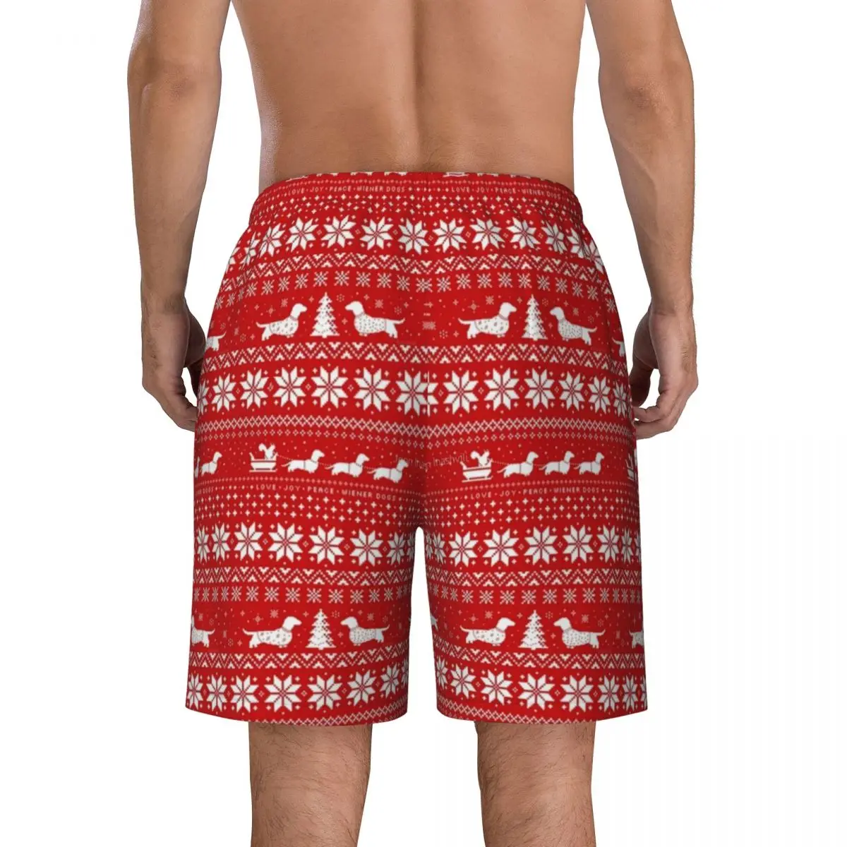 Swimsuits Christmas Print Gym Shorts Summer Dachshunds Cute Hawaii Board Short Pants Men Custom Sports Fast Dry Beach Trunks