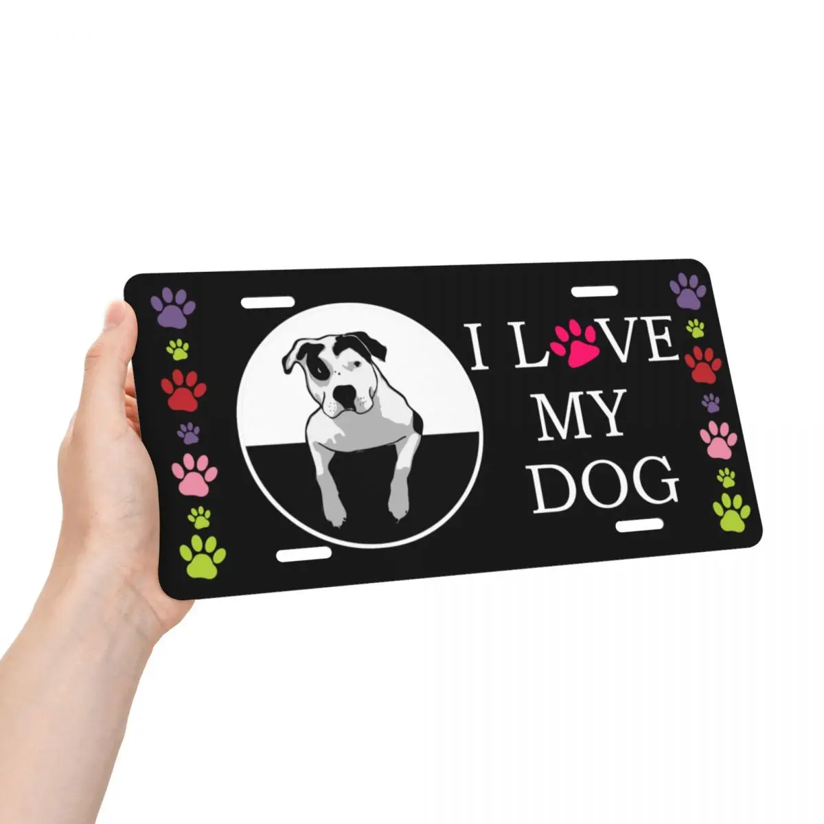 England Bull Terrier Dog Gifts Pet License Plate Cover Dog Lover Vanity Tag Aluminum Metal License Plate Sign 6x12 Inch