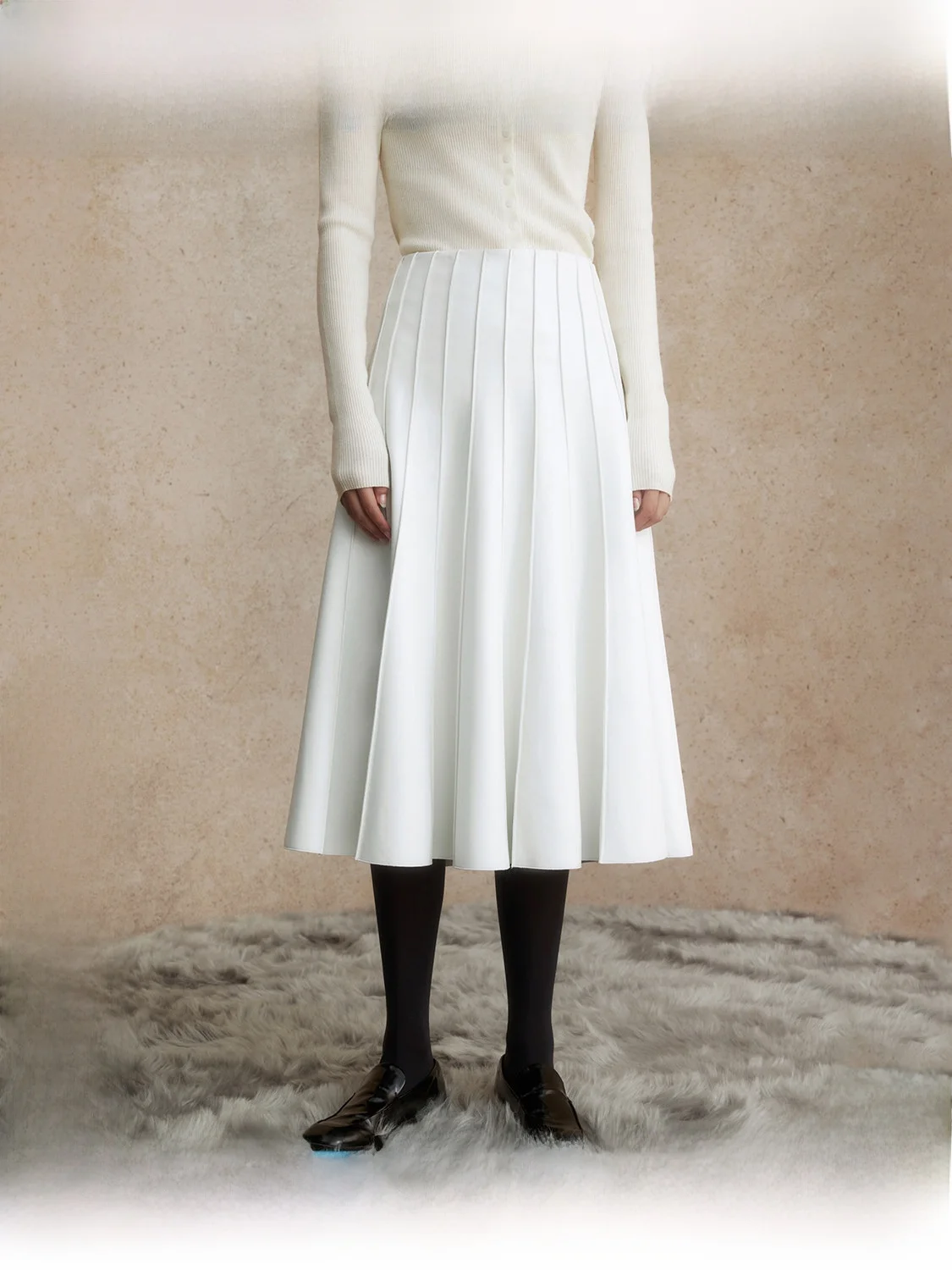 

ZhiZhi Women's PU Leather Skirt High Waist A-Line Pleated Slimming Winter Fashion Mid-Length Color Skirts