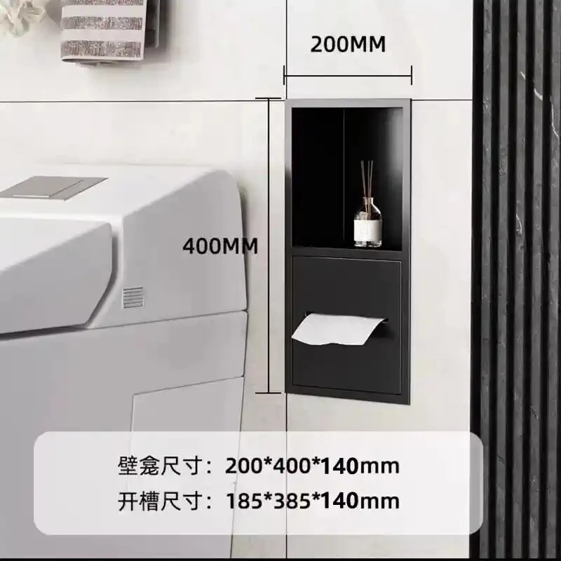 Stainless Steel Recessed Bathroom Storage Cabinet - Wall Niche Tissue Box Toilet Paper Holder Organizer