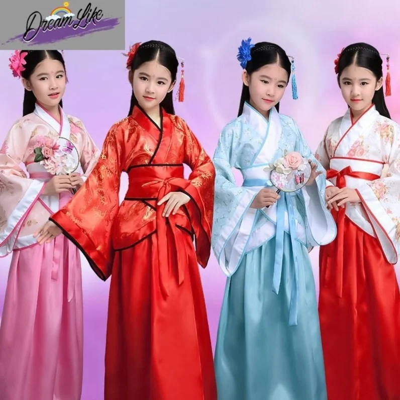 

Детский костюм в древнекитайском стиле для девочек: Ханьфу, костюм династии Тан, костюм династии Цинь, весенне-осенний костюм императора династии Хань