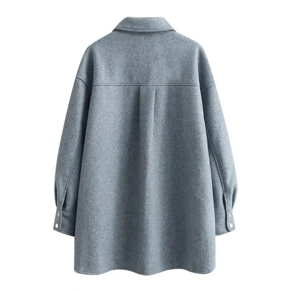 

YH Women's Tweed Shirt Coat Autumn Fashion Street Style European American Metal Button Detail Ladies Jacket