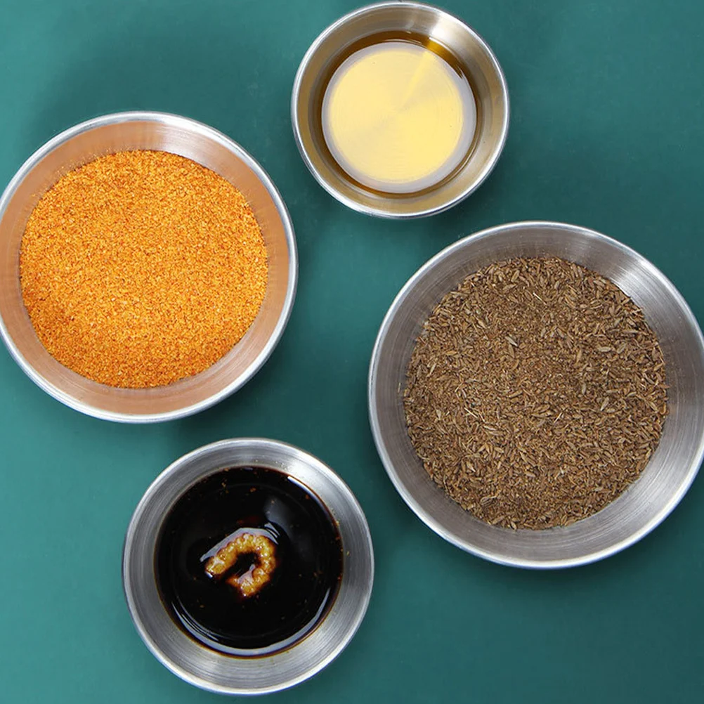 

4 pcs Dipping Dishes Metal Dish Sauce Bowls For Home Kitchen Party Sauce Bowl Camping Bbq Relish Plate