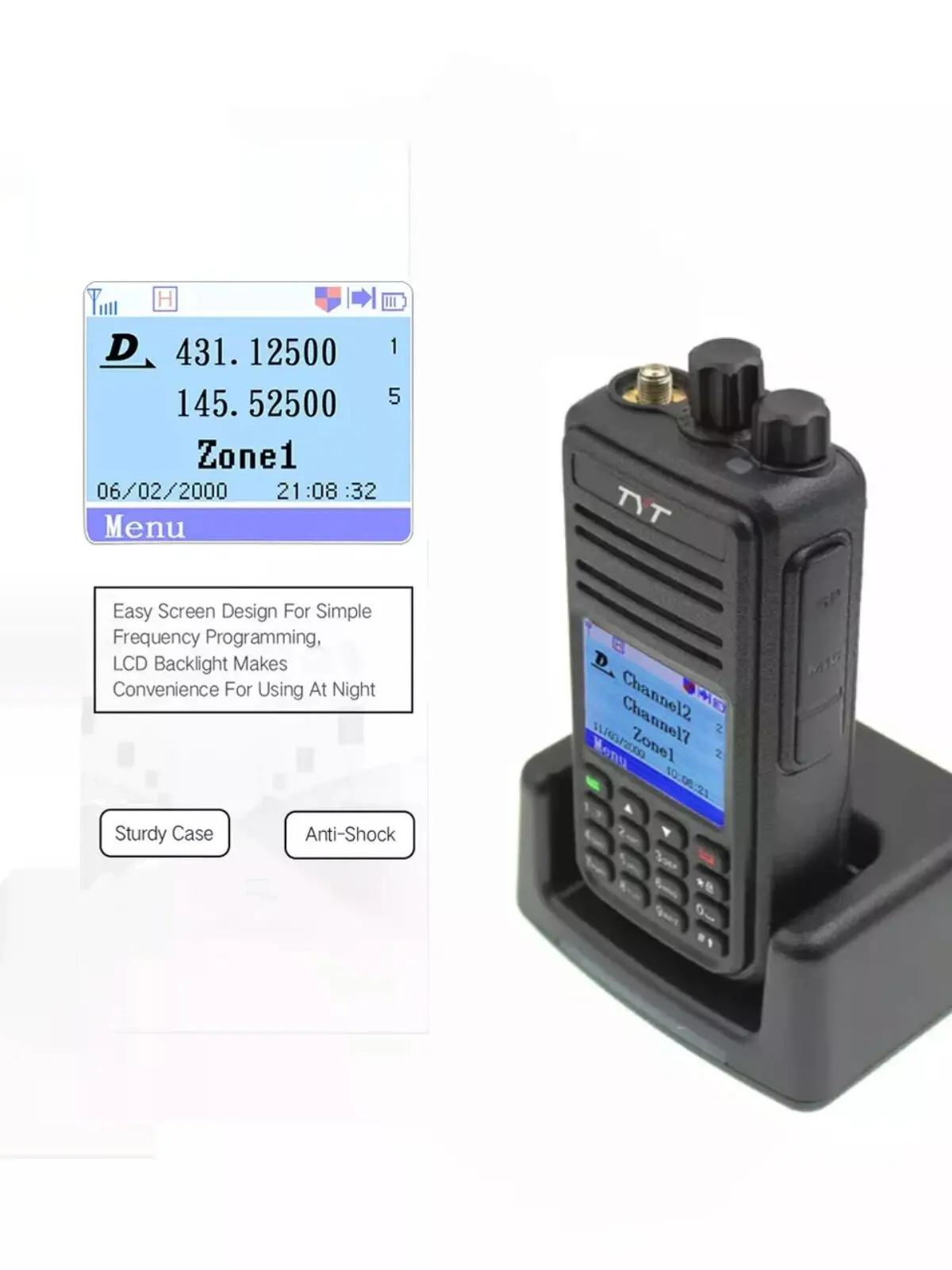 TYT MD-UV380 Digital GPS Two Way Radio UV Dual Band DMR Mode Analog Digital Handheld L773