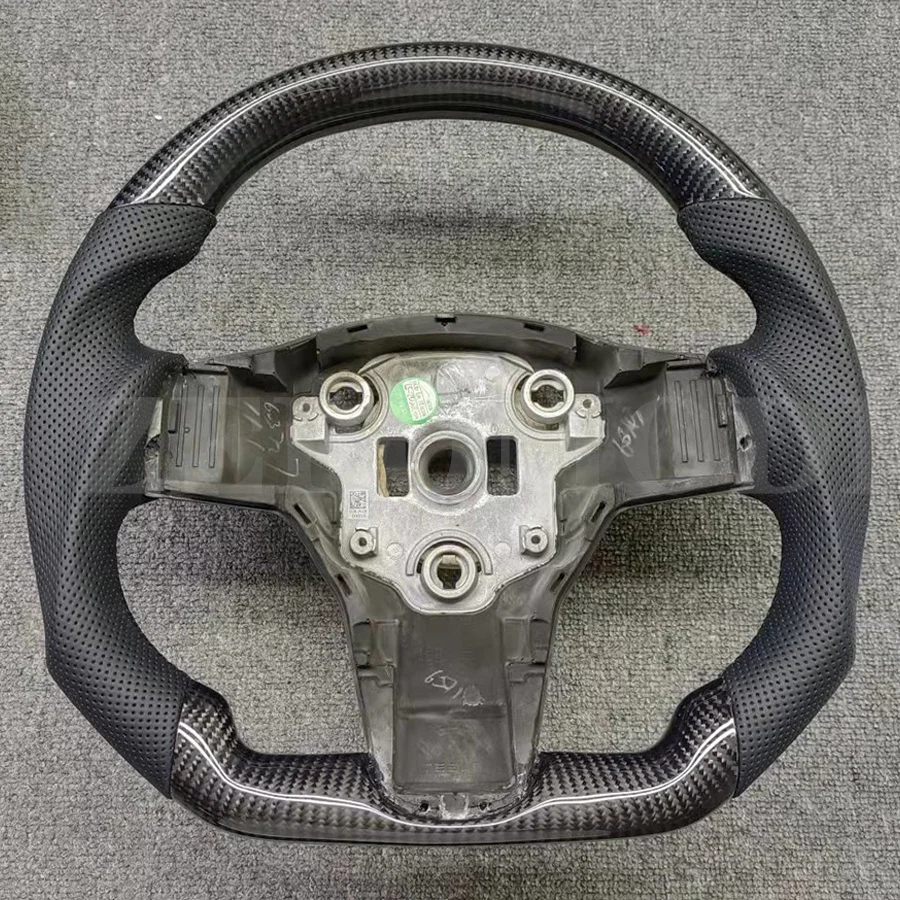 Carbon Fiber Leather Steering Wheel Suitable For Tesla Model 3 2016 2017 2018 2019 2020 2021 2022