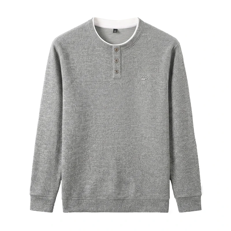 Exquisiter bestickter Herren-Langarm-Pullover, Luxusmarke, Herbst, Baumwolle, Rundhals-Pullover, Strickware, modische Freizeitkleidung für Herren – Detail 1