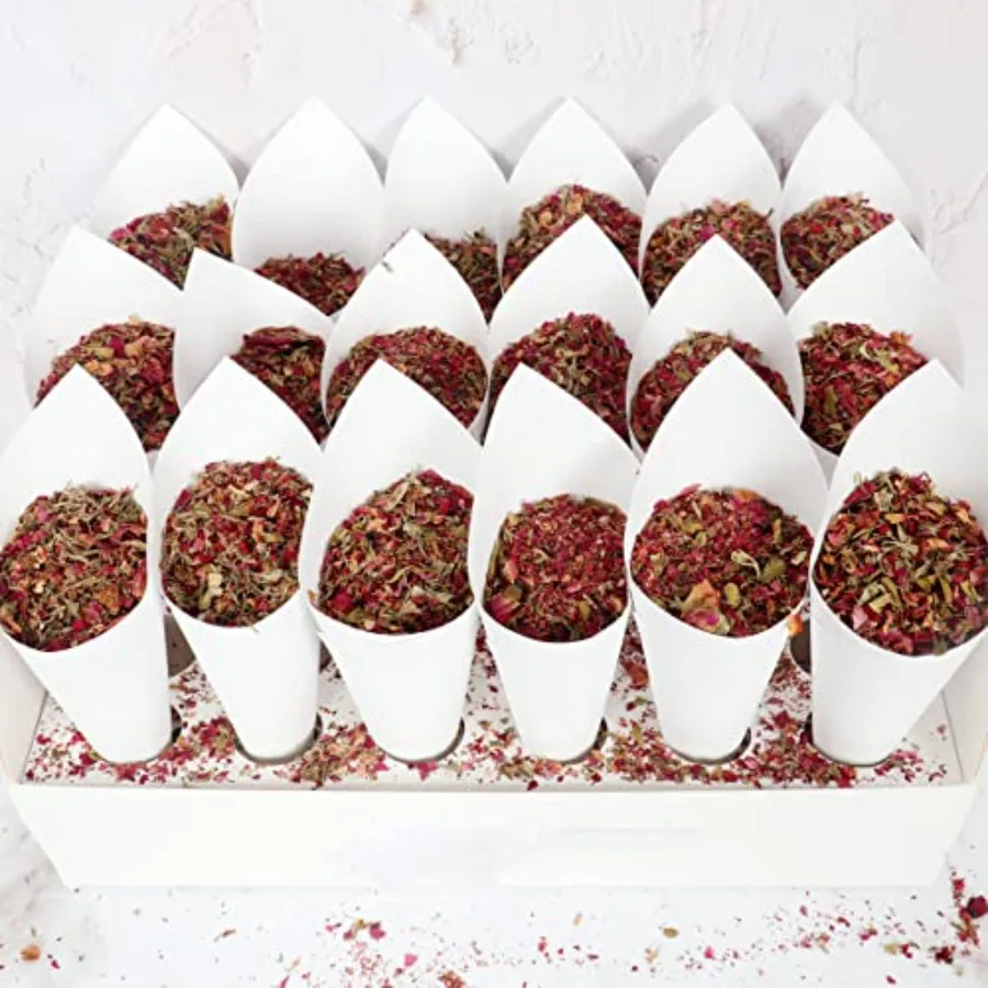 ホワイトパーティーコンフェッティコーンホルダーボックス ウェディングコンフェッティコーンスタンドボックストレイ 結婚式誕生日パーティー用30穴付き