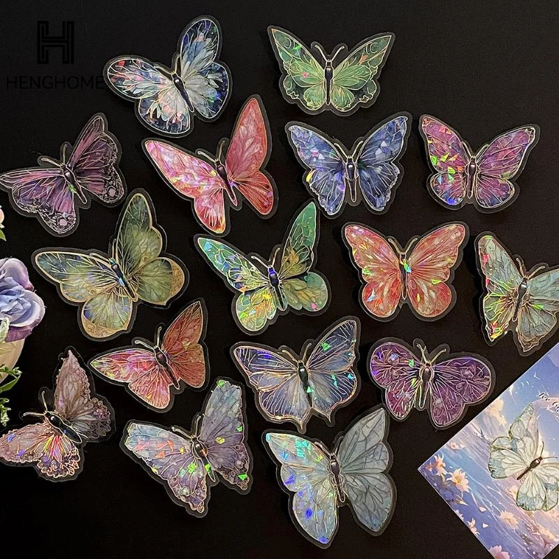 10Pcs 3D Hollow Colorful Butterfly Wall Stickers PET Waterproof Decorative Stickers For Scrapbooking DIY Home Wall Journal