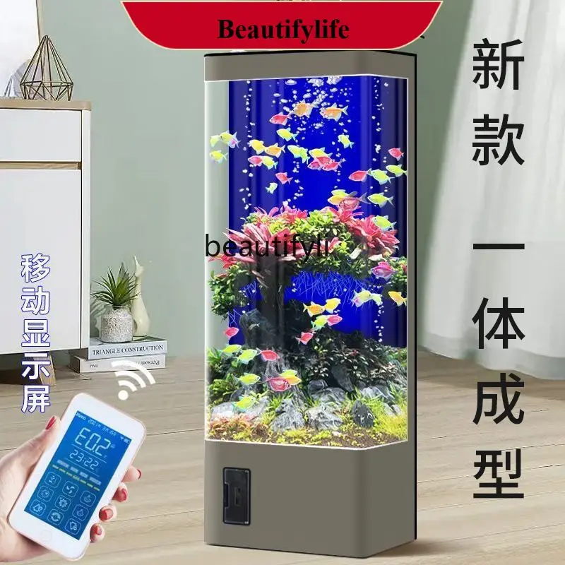 Fish Tank Living Room New Small Light Luxury TV Cabinet Floor Change Water Ecological Aquarium   H