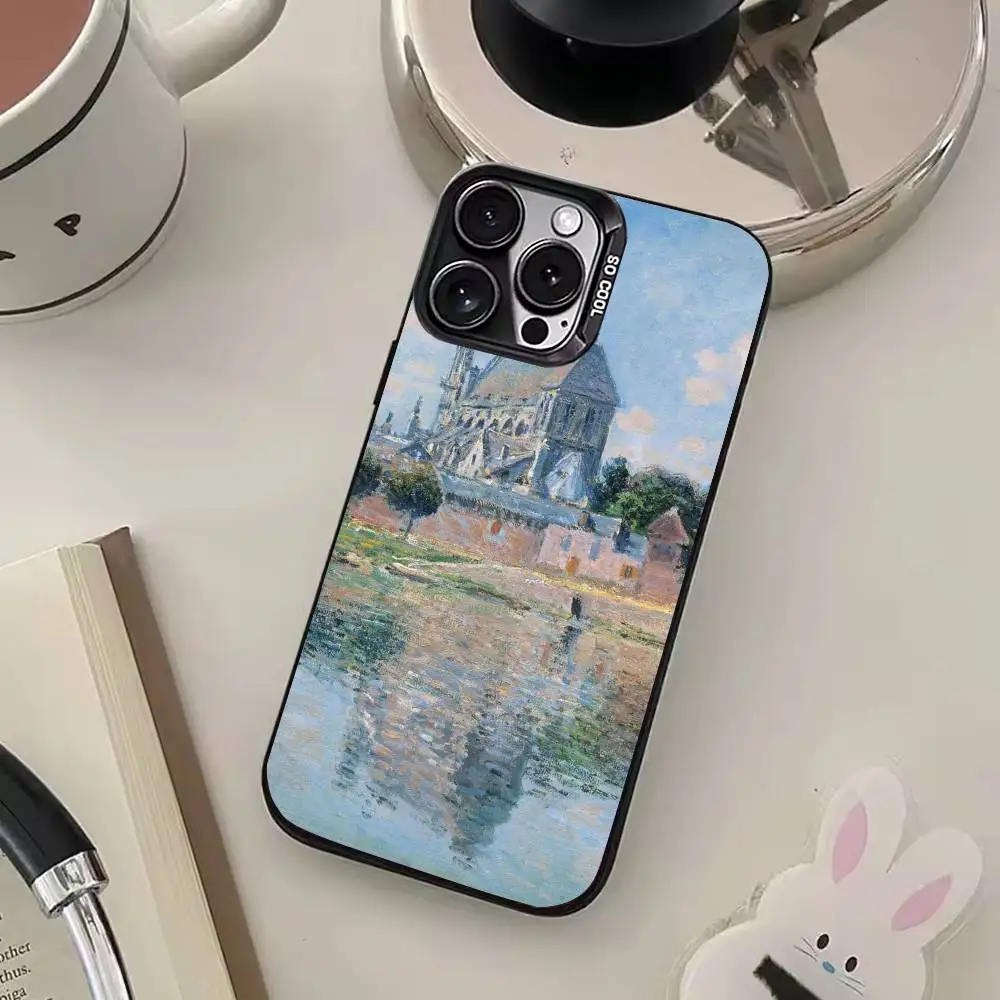 Pittura a olio Claude Monet Custodia per telefono posteriore in argento colorato per IPhone 17 16 15 14 13 12 11 Plus Pro Max Plus