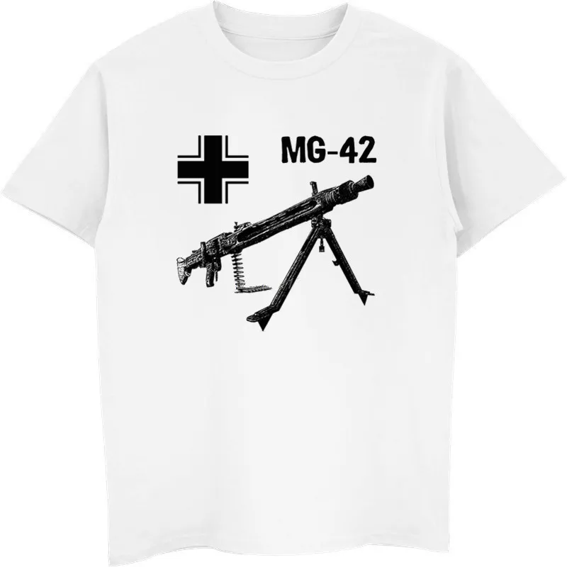 

Wehrmacht Weapon WWII German MG42 Machine Gun T Shirt. 100% Cotton Short Sleeve O-Neck Casual T-shirts Loose Top New Size S-3XL