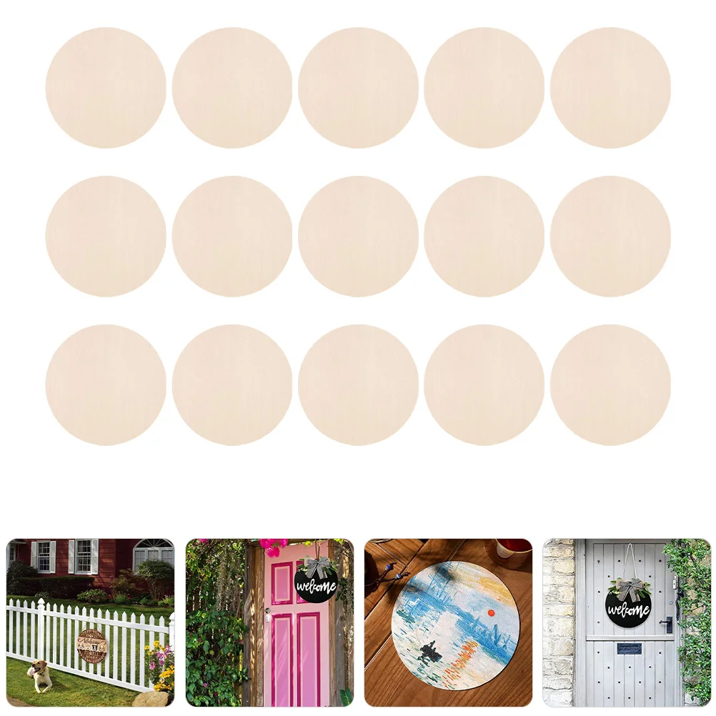 15 قطعة شرائح خشبية مستديرة لم تنته الحور الطبيعي لتقوم بها بنفسك الحرفية ديكور للرسم مشاريع الزفاف المنزل أقراص القواطع الفارغة #5