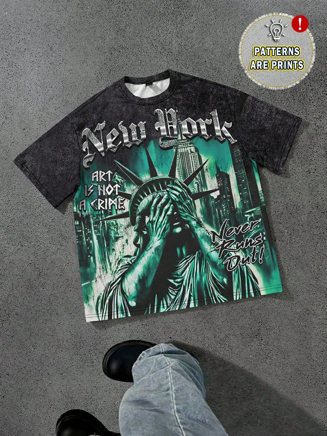 

Мужская футболка в винтажном стиле с принтом городского пейзажа, черная, с эффектом потертости