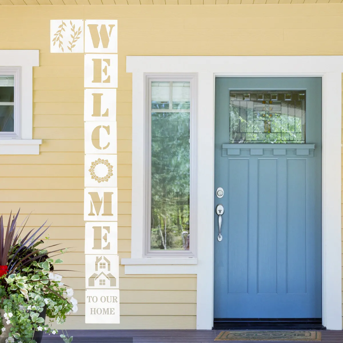 

10Pcs Letter Stencils High Quality Reusable Pet Painting Templates for Home Welcome Sign Craft DIY Floral Design Art