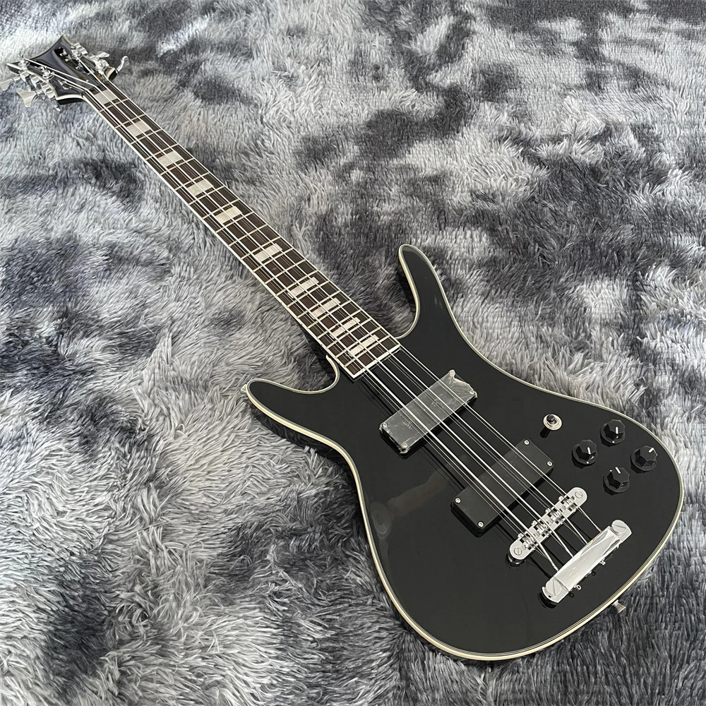 Factory Custom Electric Bass 10 String Bass Black Body Rosewood Fingerboard Closed Pickup Silver Hardware