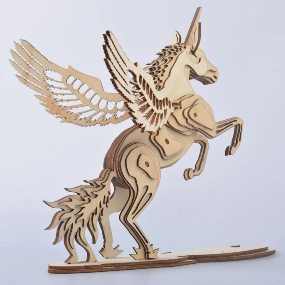 Unicorn 3D Puzzle For Kids Diy Educational Building Wooden Puzzles Set Wooden Puzzles Game Gift For Children