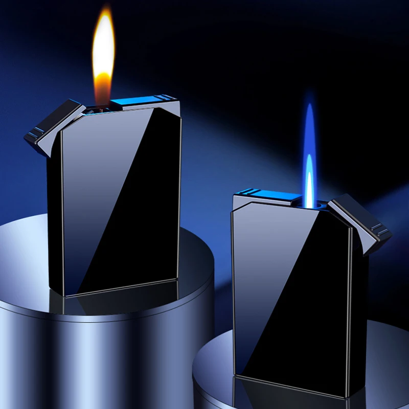 Premium Metal Windproof Lighter - Dual Flame  Convertible, Refillable Butane Inflatable Lighter for Multi-Purpose Use Cigar/Cand