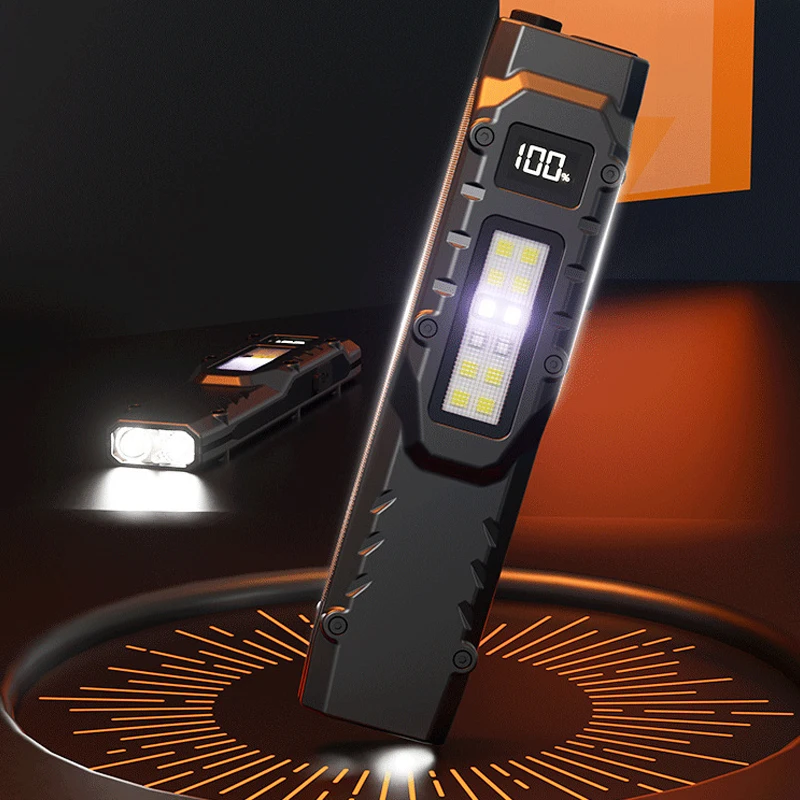 E9 Ultra-Bright LED Handheld Flashlight for Car Repair - High Beam Auto Maintenance Magnetic Absorption Rechargeable Work Light