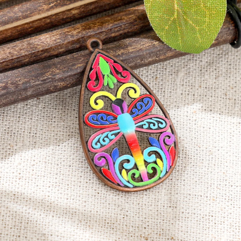 ボヘミア風エナメル加工アンティーク銅チャームペンダント DI - Vintage Fashion Earrings のレビューと価格