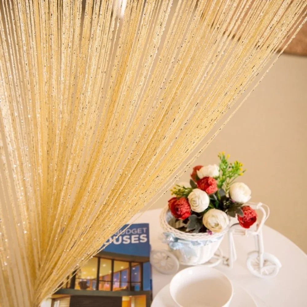 New 100x200cm Door String Curtain Glitter Shiny String Curtain Straight Line Flash Line Ribbon Curtain Room