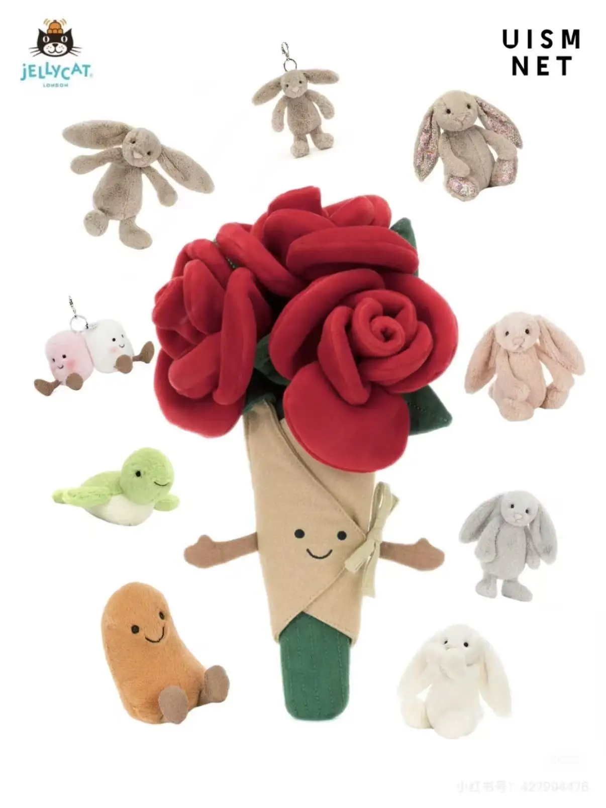 JEiY و CAT بوني أرنب سلسلة مفاتيح قطيفة لطيف الكرتون دمية محشوة هدية متعة دمية قلادة لديكور الحقيبة