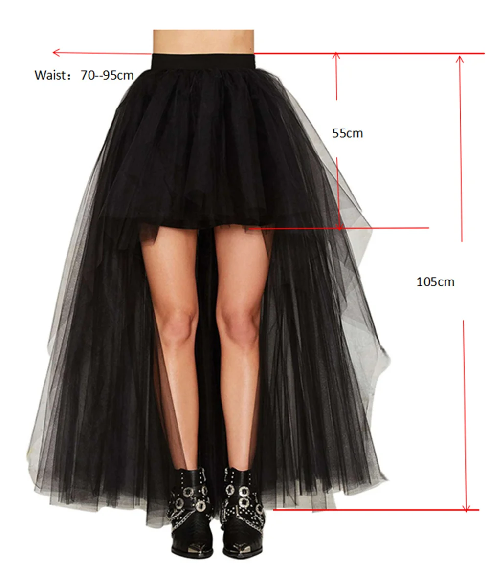 Women Tiered Short Skirts Fluffy Tulle Multi-layer High-Low Petticoat A Line Elastic Waist Underskirt Carnival Party Tutu Skirts