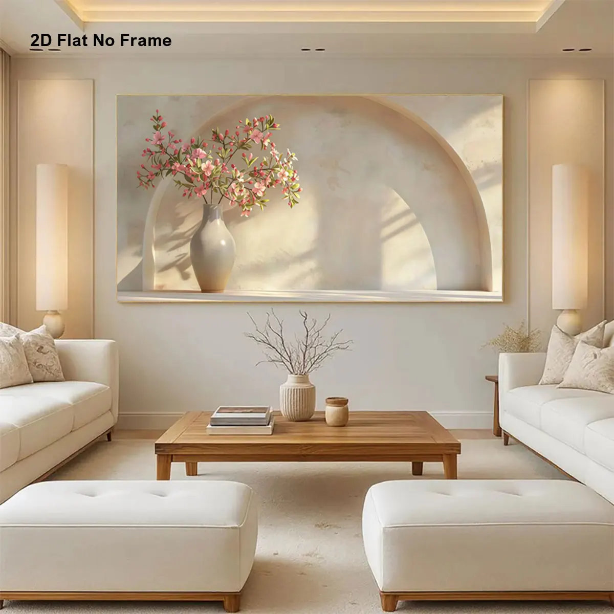 

2D/Flat Modern Abstract Vase Flower Still Life Canvas Wall Art Print Frameless Minimalist Canvas Prints for Living Room Decor