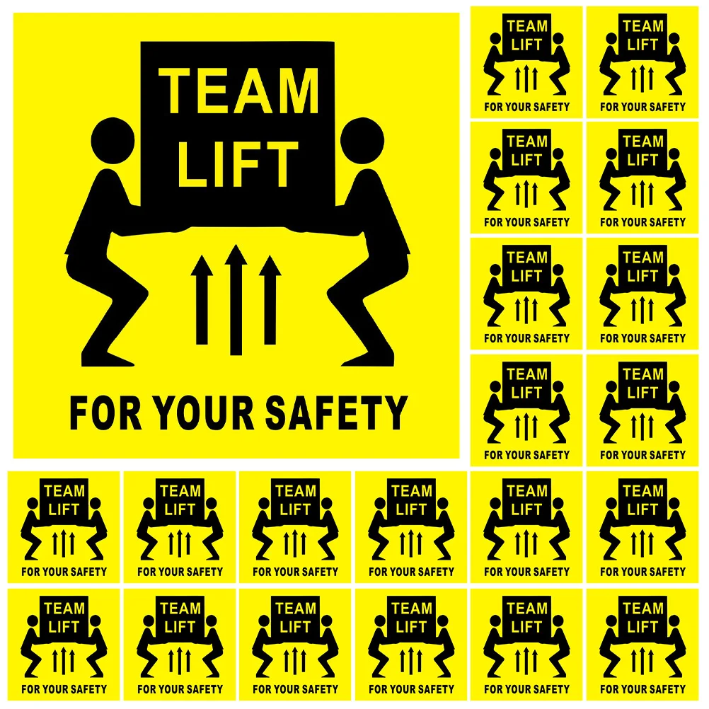 200pcs Outer Box Label Team Lift Warning Stickers Heavy Object Shipping Labels Self-Adhesive Safety Decal For Factory Hospital