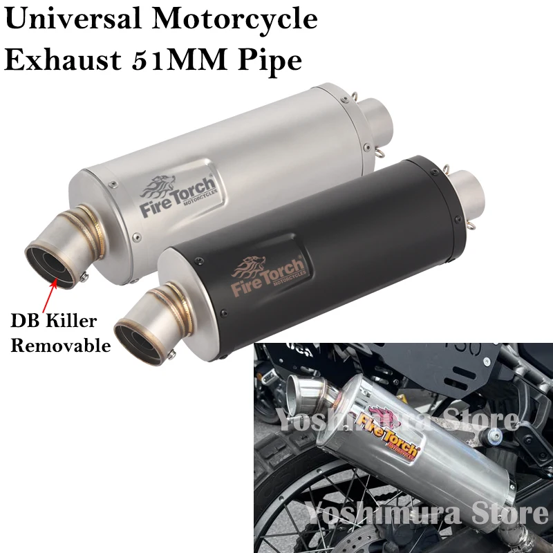 

Universal Motorcycle Exhaust 51mm Pipe Escape Systems Muffler DB Killer Tip For CBR650 R6 ER6N MT09 CF675SR Ninja650 NC700 ER6N