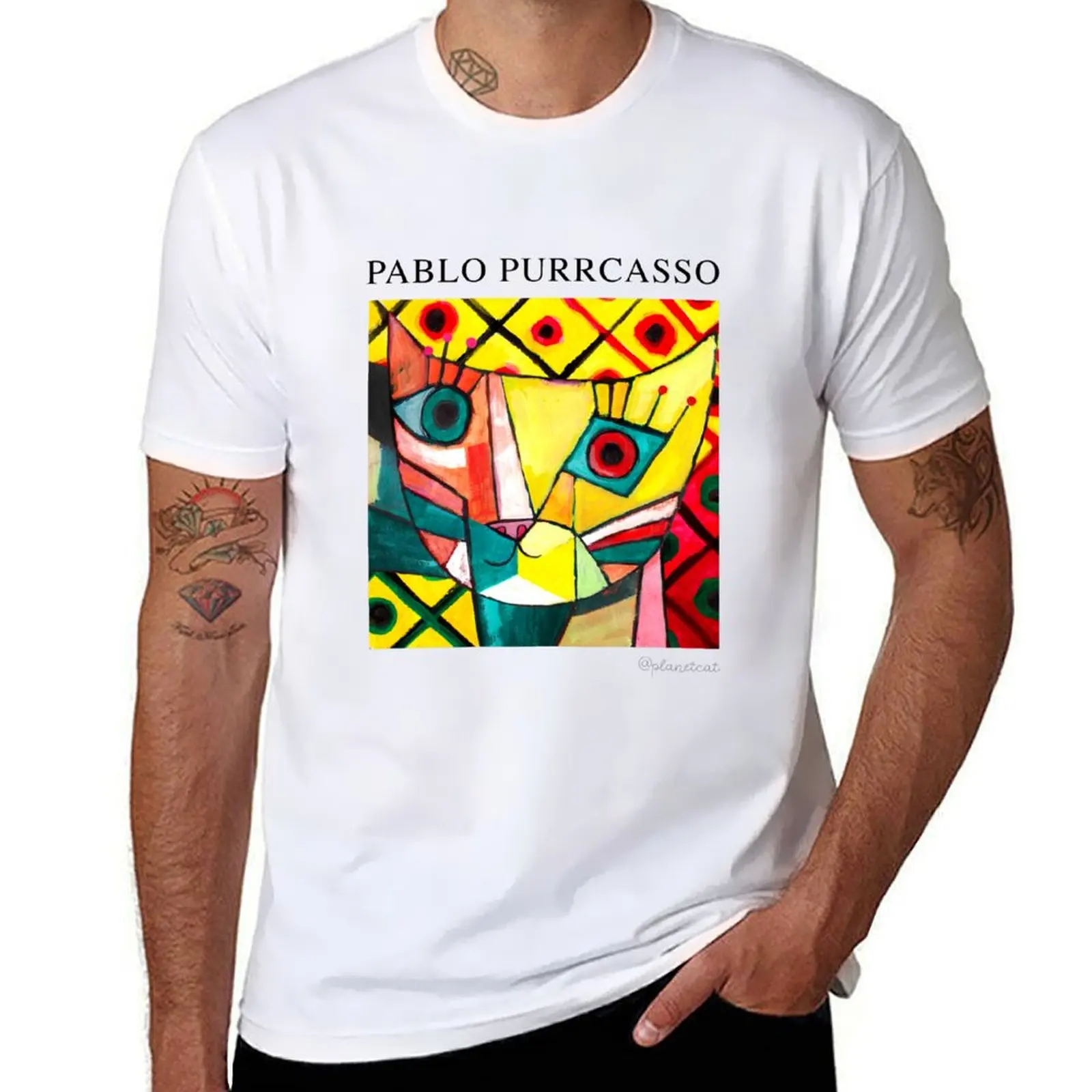 

Pablo Purrcasso Artist Cat T-Shirt t shirts for man cotton funny t shirt for man
