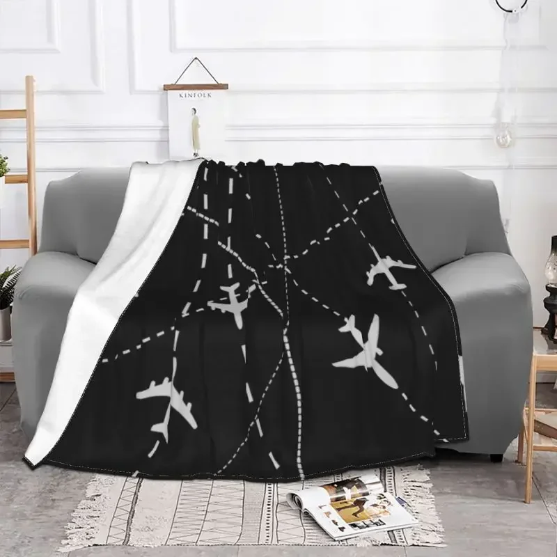 

3d Print Blanket That Pilot Aircraft Night Flight Routes Flannel Fleece Traffic Controllers Throw Blankets for Office Bed Quilt