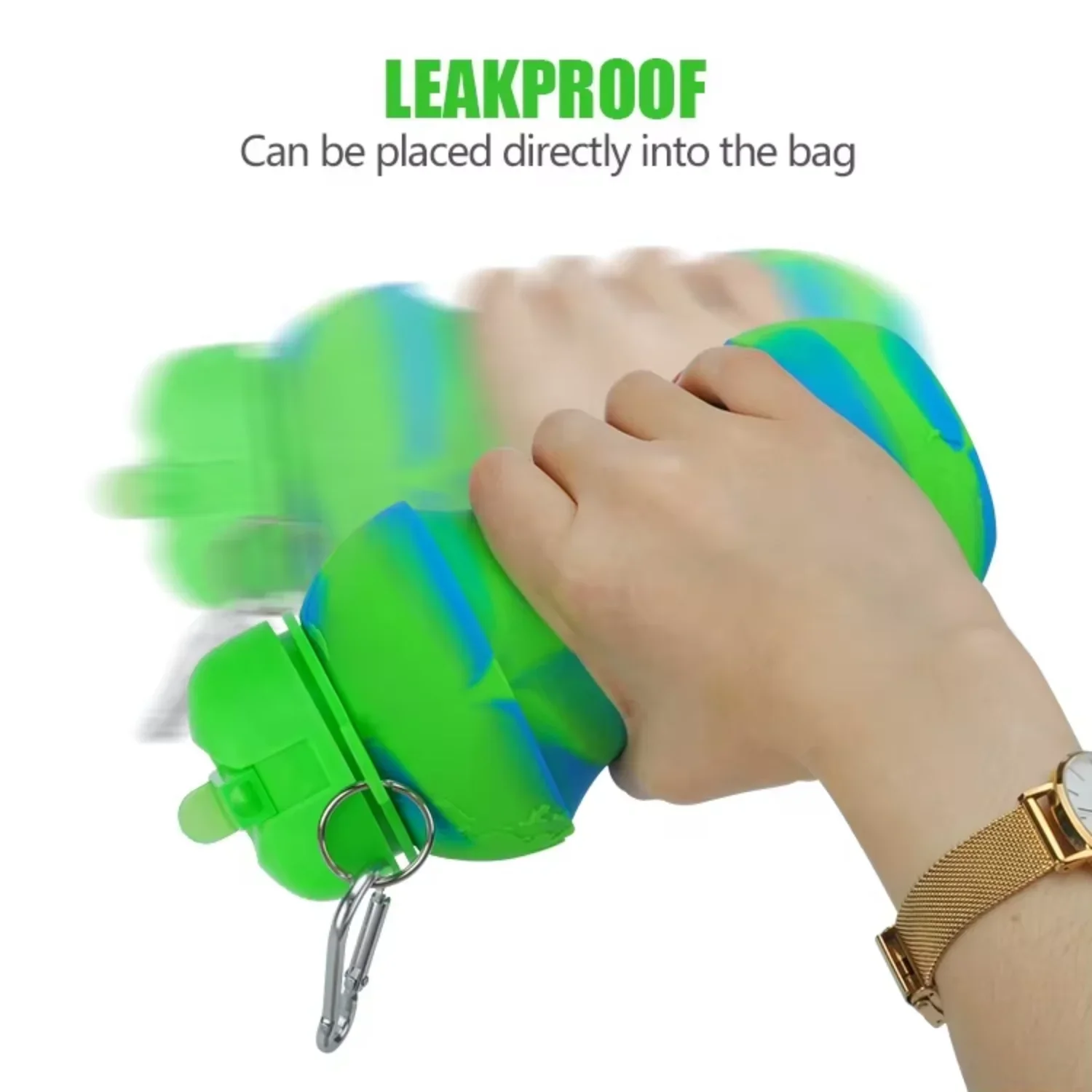 أرضية قابلة للطي وخالية من مادة BPA ومضادة للتسرب وفم واسع ومتينة ولطيفة ونمط رياضي من نوع الضغط وتدفق المياه