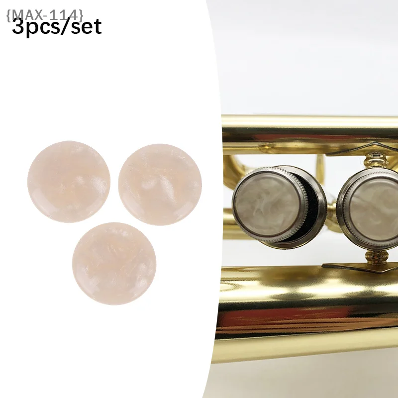 Trumpet Valve Button Cap Replacement 3Pcs, Brass Finger Buttons for Piston Top Repair, Fit Standard Models