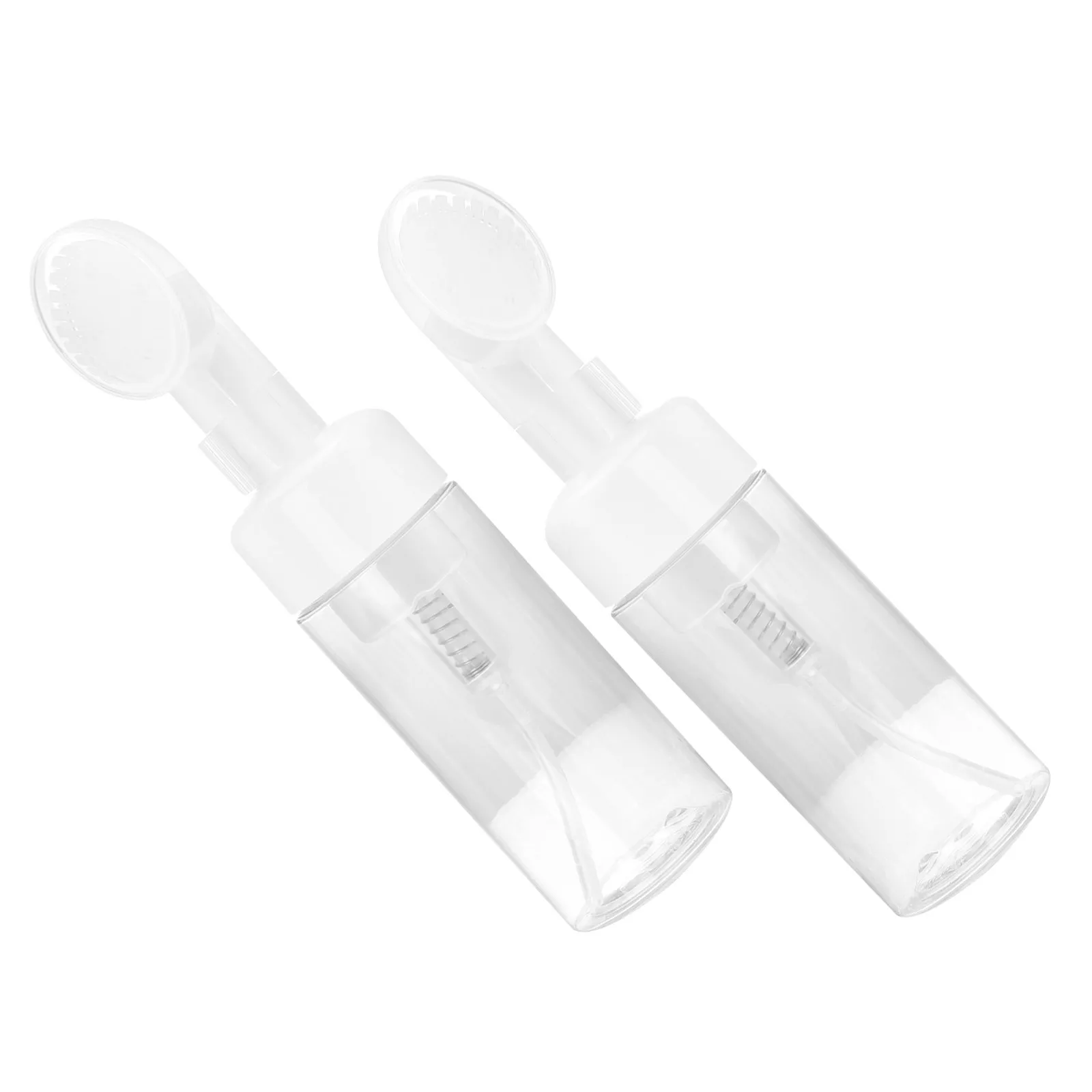 Conjunto de 2 Frascos de Espuma para Viagem com Design de Escova, Vedação Hermética, Recarregáveis, Recipientes Vazios para Limpador Facial, Sabonete 