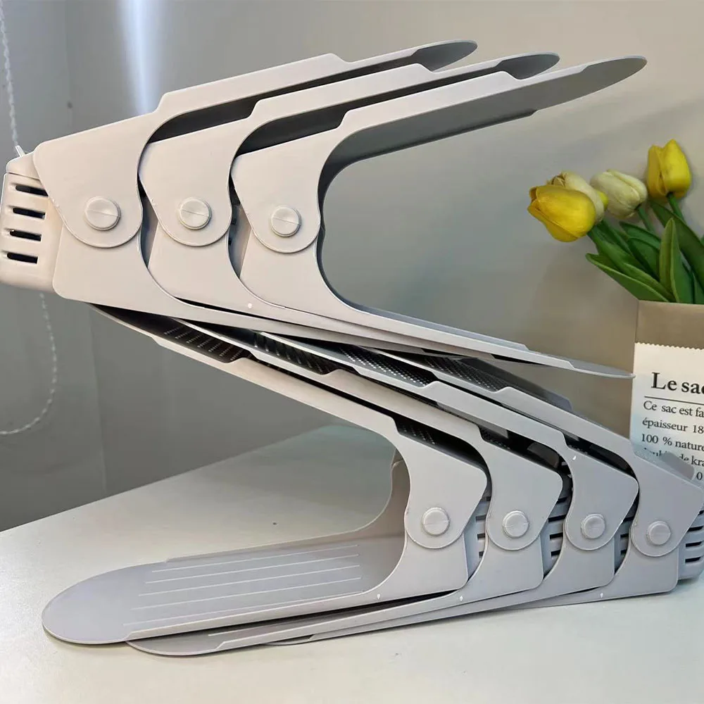 7/100 stuks modern schoenenrek schoenenopbergrek dubbellaags geïntegreerd verstelbaar plastic schoenenrek voor thuis woonkamer - afbeelding 1