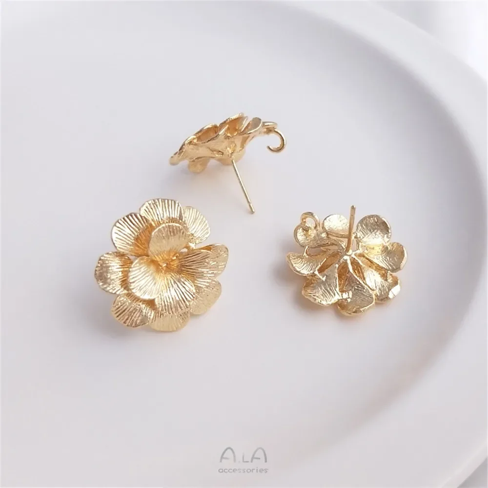 14K gold-covered antique flower with earring rosette earrings beaded earrings 925 silver handmade earring material