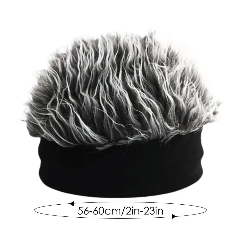 Men Women Novelty Spiked Fake Hair Wig Hip Hop Beanie Hat Funny Short Melon Wig Skull Landlord Adjustable Cap Party Headband