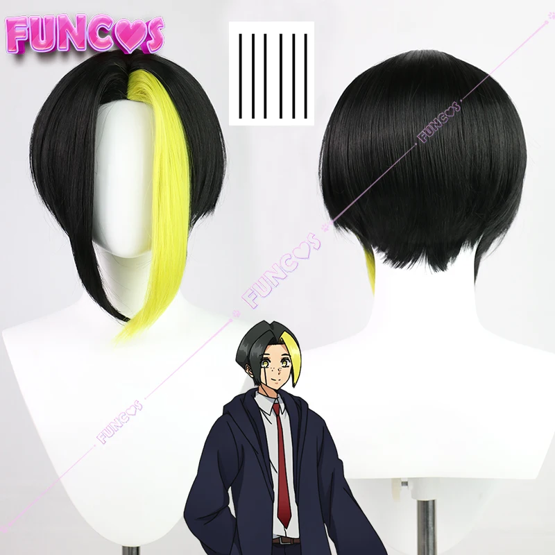 Mashle: Magic and Muscles Finn Ames Cosplay Wig Tattoo Sticker Easton Magic Academy Black Yellow Hair Anime Heat-resistant Fiber