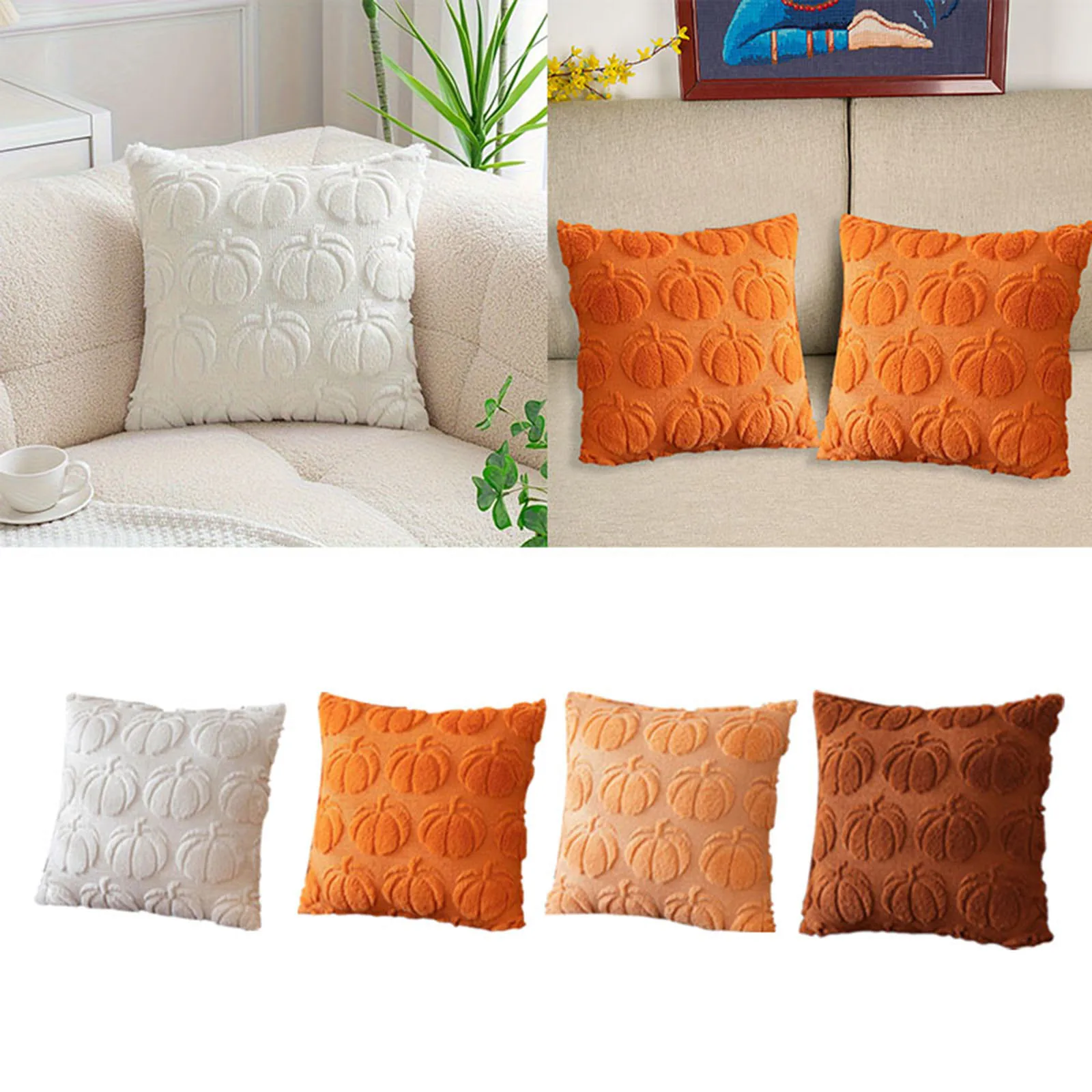 1pc Pillow Covers Autumn Pumpkin Cushion Cover Halloween Decorative Throw Pillow Cover Soft Pillow Cover for Autumn Harvest