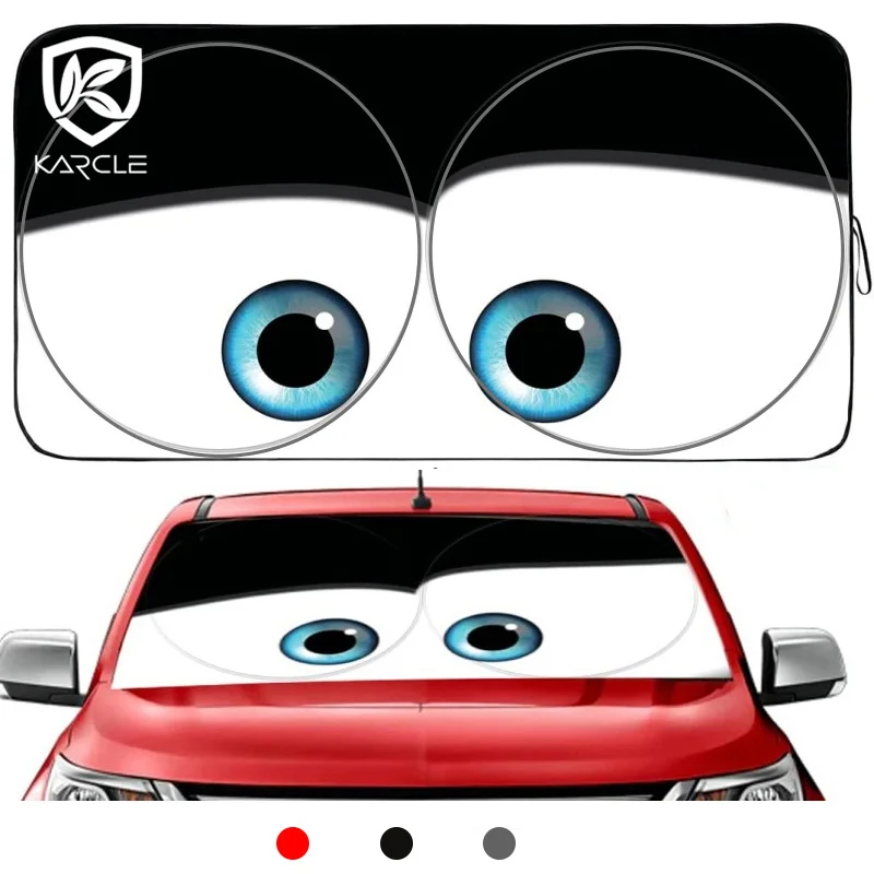 Cartoon Eyes Heated Windshield Sunshade Car Window Windscreen Cover Sun Shade Auto Sun Visor Car-covers Car Solar Protection