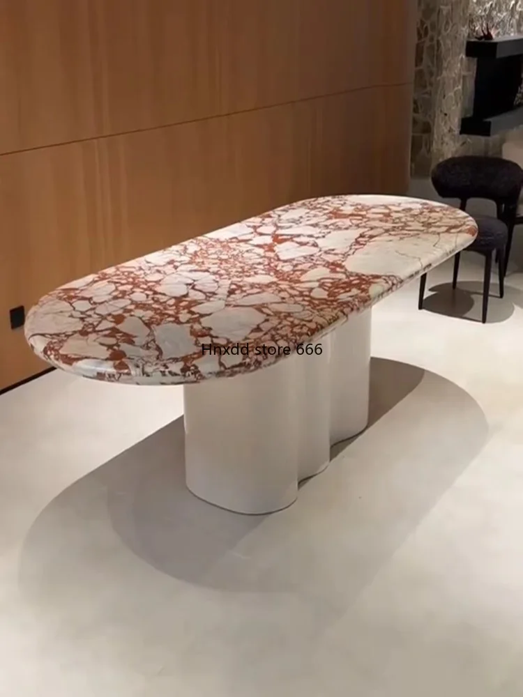 Italy imported minimalist wave dining table natural marble household